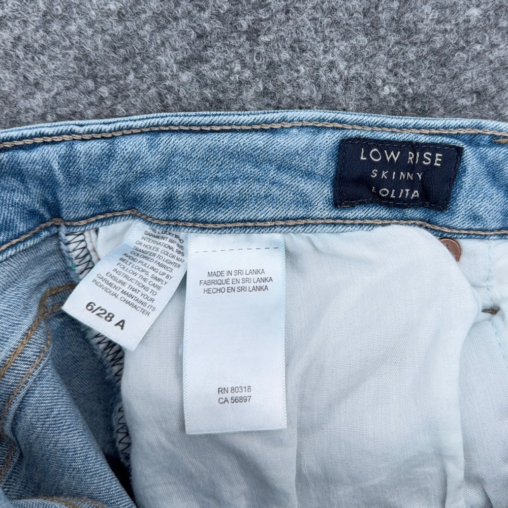 Lucky Brand Lolita Low Rise Skinny Jeans Women 6 28 Cotton Blue Distressed Ankle - Picture 4 of 9